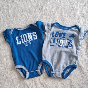 Matching Twin Detroit Lions Onesies 3-6 Months